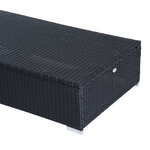 Bain de soleil transat grand confort 195L x 68l x 31H cm dossier inclinable multi-positions matelas épaisseur 10 cm crème résine tressée 4 fils noir