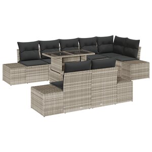 vidaXL Ensemble de canapé de jardin de 9 pièces avec coussins en poly rattan gris clair