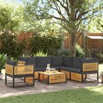 vidaXL Salon de jardin avec coussins 7 Pièces bois massif d'acacia