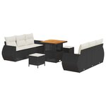 Ensemble de Canapé de Jardin 9 Pièces avec Coussins en Rotin Noir