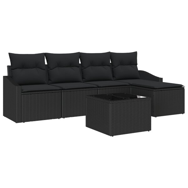 vidaXL Ensemble de canapé de jardin 6 pièces avec coussins Beige en poly rotin