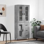 vidaXL Buffet haut Gris béton 69 5x34x180 cm Bois d'ingénierie