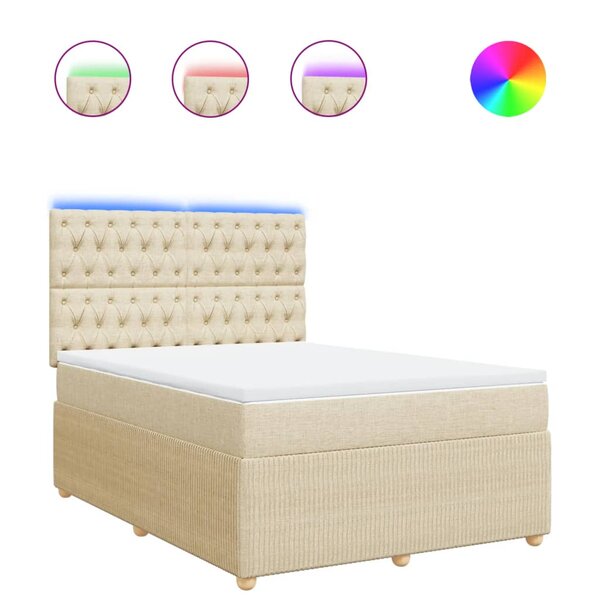 vidaXL Sommier à lattes de lit avec matelas Crème 160x200 cm Tissu