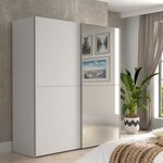 Armoire 2 portes coulissantes + miroir - Panneaux de particules - Blanc mat - 170 3 x 61 2 x 190 5 cm