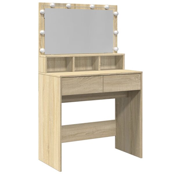 vidaXL Coiffeuse avec LED chêne sonoma 80x41x134 5 cm