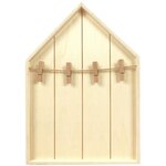 2 étagères maison en bois avec pinces à linge 19 x 28 cm