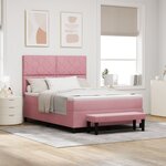 vidaXL Lit à ressort avec matelas & banc rose 140x190 cm en velours