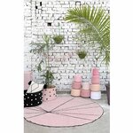 Tapis coton rond lignes graphiques - rose -160 Ø