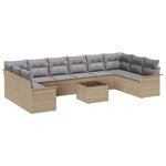 Ensemble de Canapé de Jardin vidaXL 11 Pièces avec Coussins en Rotin Poly Noir