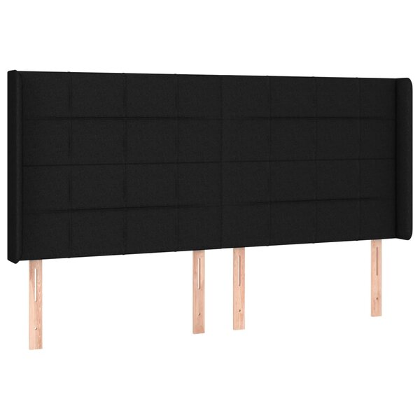 vidaXL Tête de lit avec oreilles Noir 183x16x118/128 cm Tissu