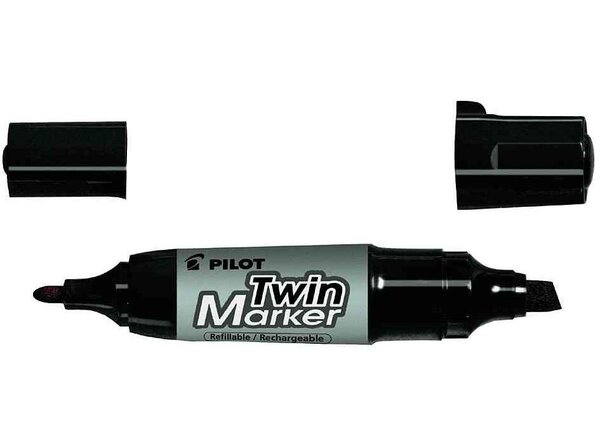 Marqueur permanent TWIN Marker Jumbo Pte Biseau et Pte Ogive Noir PILOT