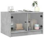 vidaXL Table basse avec portes en verre gris béton 68x50x42 cm