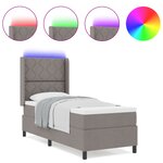 vidaXL Lit Box Spring avec Matelas & LED Taupe 90x190 cm Tissu