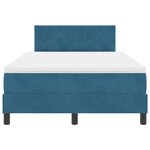 Lit Box Spring vidaXL avec Matelas Bleu Foncé Petit Double Velours