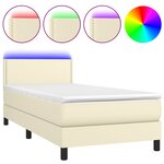 vidaXL Sommier à lattes de lit avec matelas et LED Crème 100x200 cm