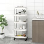vidaXL Chariot de cuisine 5 niveaux Blanc 42x29x128 cm Fer et ABS