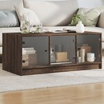 vidaXL Table basse avec portes en verre chêne marron 102x50x42 cm