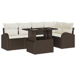 vidaXL Ensemble de canapé de jardin de 6 pièces avec coussins marron en rotin synthétique