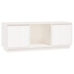 vidaXL Meuble TV Blanc 110 5x35x44 cm Bois de pin massif