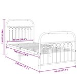 vidaXL Cadre de lit métal sans matelas avec pied de lit blanc 90x190cm