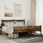 vidaXL Cadre de lit en métal sans matelas chêne fumé 183x213 cm
