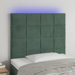 vidaXL Tête de lit à LED Vert foncé 90x5x118/128 cm Velours
