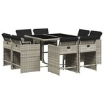 vidaXL Ensemble à manger de jardin et coussins 9 Pièces gris clair rotin