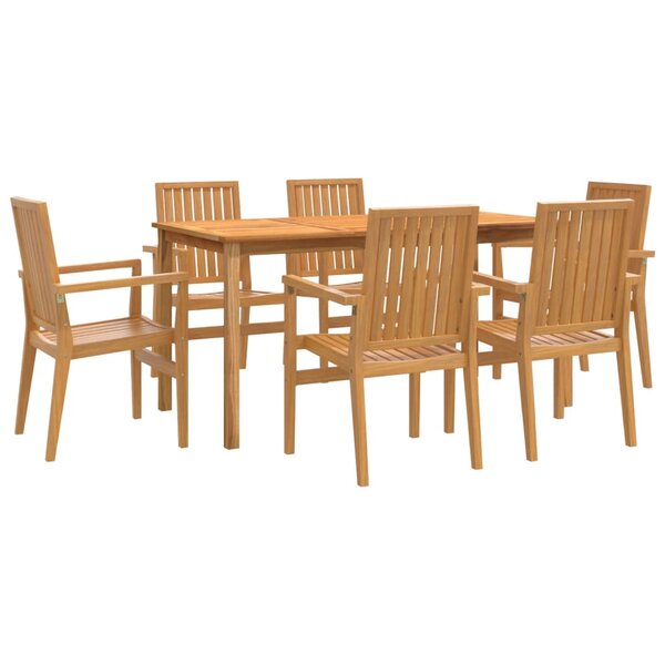 vidaXL Ensemble à manger de jardin 7 Pièces Bois de teck solide
