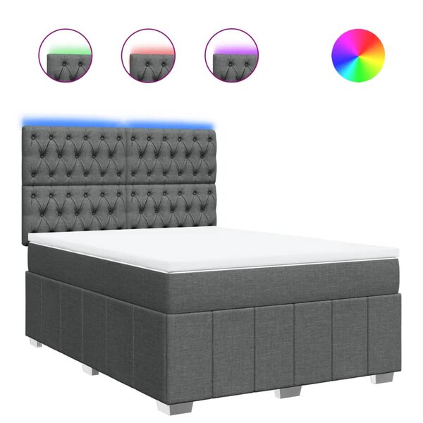 vidaXL Sommier à lattes de lit avec matelas Gris foncé 160x200cm Tissu
