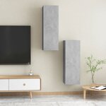 vidaXL Meubles TV 2 Pièces Gris béton 30 5x30x90 cm Bois d’ingénierie