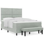 vidaXL Lit à Sommier Élevé avec Matelas & Banc Gris Clair 140x190 cm Velours