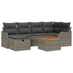 vidaXL Ensemble de canapé de jardin 7 pièces avec coussins gris en poly rattan