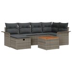 vidaXL Ensemble de Canapés de Jardin 7 Pièces avec Coussins Gris en Poly Rattan