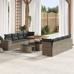 Ensemble de canapé de jardin vidaXL 11 pièces avec coussins gris en poly rattan acacia
