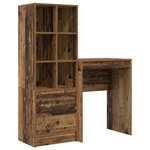 vidaXL Bureau avec rangement vieux bois en bois d'ingénierie