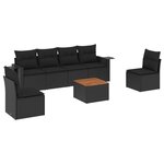 vidaXL Salon de jardin 7 Pièces avec coussins noir résine tressée