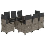 vidaXL Ensemble à manger de jardin 9 Pièces coussins gris résine tressée