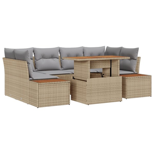 vidaXL Ensemble de canapé de jardin 6 pièces avec coussins en rotin poly beige