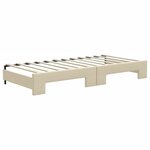 vidaXL Lit de jour avec gigogne et tiroirs crème 90x200 cm tissu