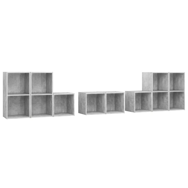 vidaXL Ensemble de meubles TV 8 Pièces Gris béton Bois d'ingénierie