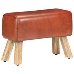 vidaXL Banc saut de cheval 58 cm marron cuir véritable et manguier
