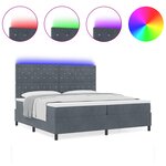Literie Box Spring vidaXL avec Matelas & LED Gris Foncé 200x200 cm Velours