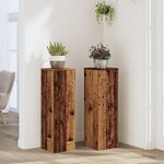 vidaXL Supports pour plantes 2 Pièces vieux bois bois d'ingénierie