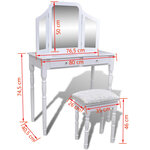 vidaXL Coiffeuse avec miroir et tabouret 2 tiroirs Blanc