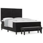 vidaXL Lit à ressorts avec matelas & banc noir 140x200 cm velours