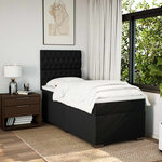 vidaXL Sommier à lattes de lit avec matelas Noir 90x200 cm Tissu