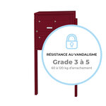 Bloc collectif leabox.com  2x2  grade 3  simple face  Extérieur  fixation sur pieds à sceller  Rouge pourpre RAL 3004 finition brillante