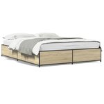 vidaXL Cadre de lit chêne sonoma 150x200 cm bois d'ingénierie et métal