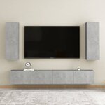 vidaXL Ensemble de meubles TV 4 Pièces Gris béton Bois d'ingénierie
