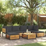 vidaXL Salon de jardin avec coussins 7 Pièces bois massif d'acacia
